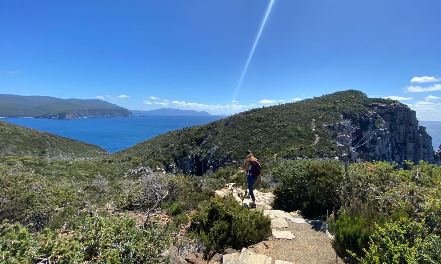 Hiking outdoors on a beautiful day in Tasmania