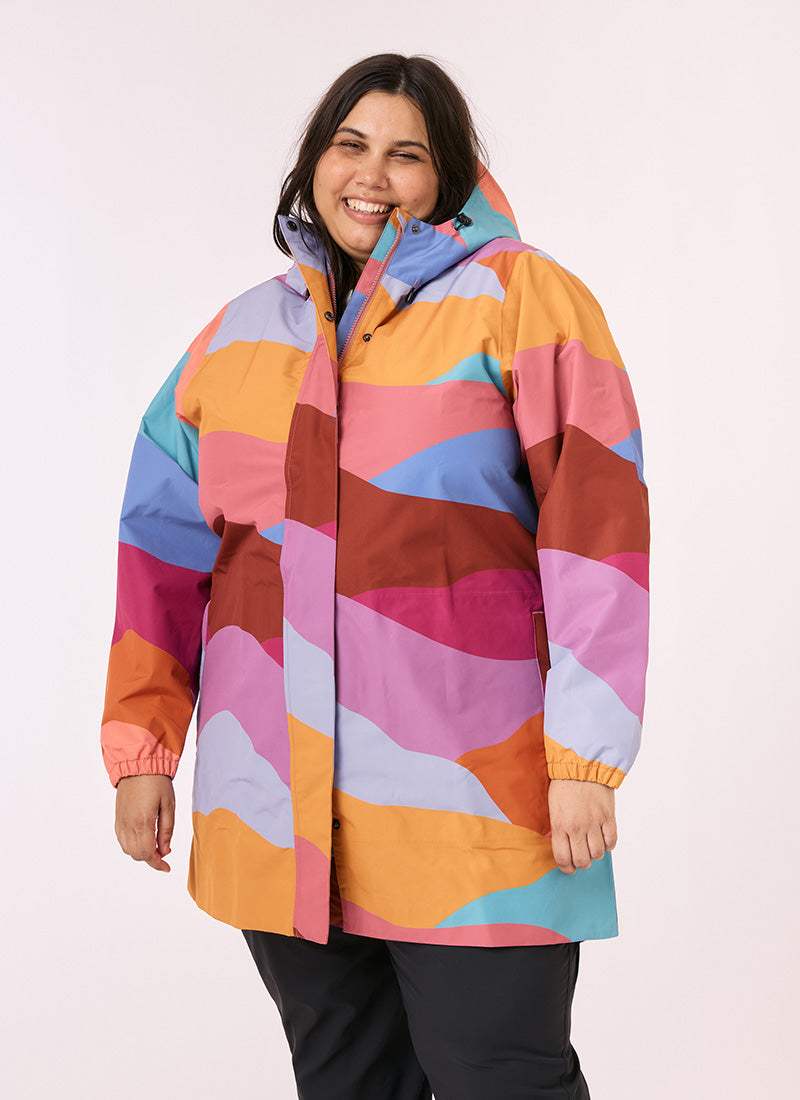 Refuge Waterproof Jacket Women's Long Raincoat Sundown